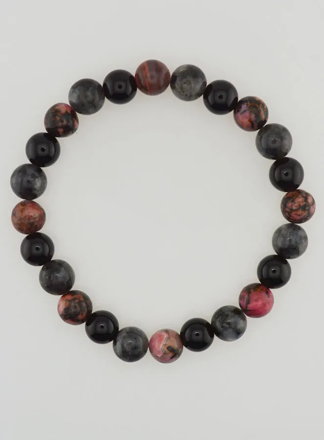 Armband van Rhodoniet - Onyx - Larvikiet - 8mm (pic 1)