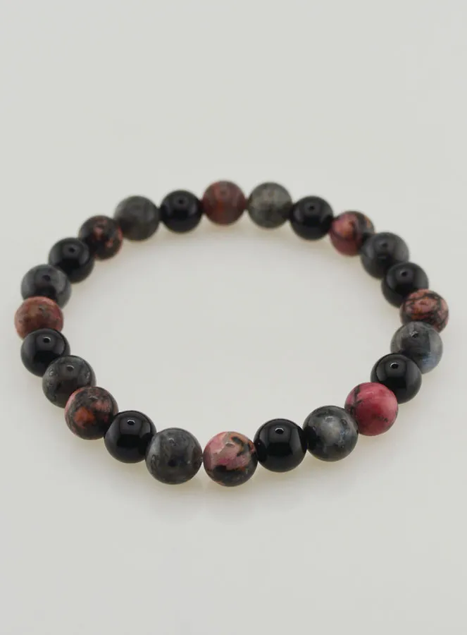 Armband van Rhodoniet - Onyx - Larvikiet - 8mm (pic 2)