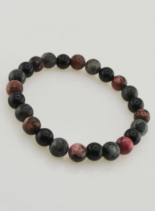 Armband van Rhodoniet - Onyx - Larvikiet - 8mm (pic 3)