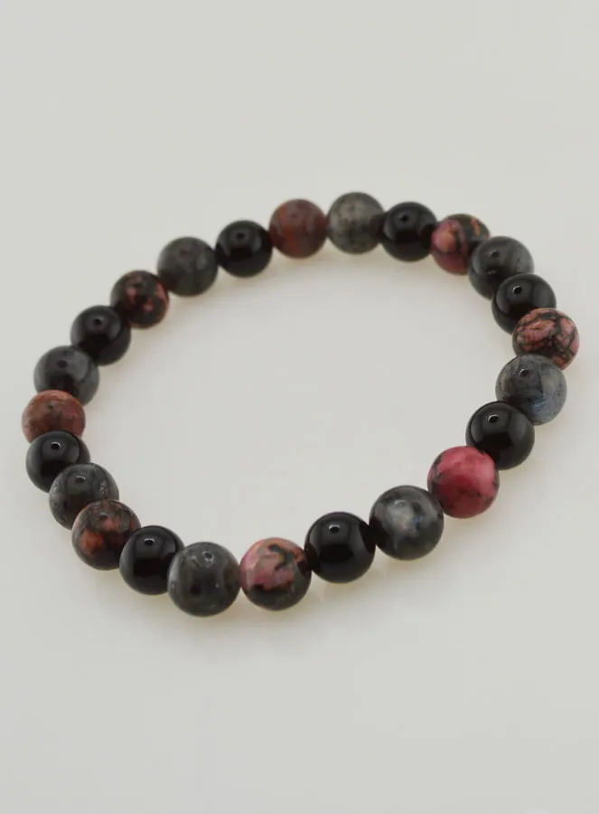 Armband van Rhodoniet - Onyx - Larvikiet - 8mm (pic 4)