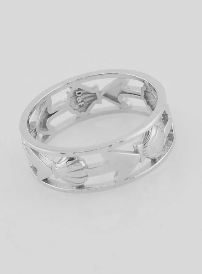 Opengewerkte Zilveren Ring Schelp en Anker - Maat 58 (pic 3)