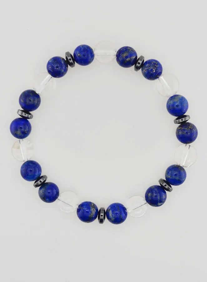 Armband met Bergkristal en Lapis Lazuli AA - 8mm (pic 1)