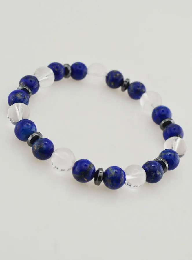 Armband met Bergkristal en Lapis Lazuli AA - 8mm (pic 3)
