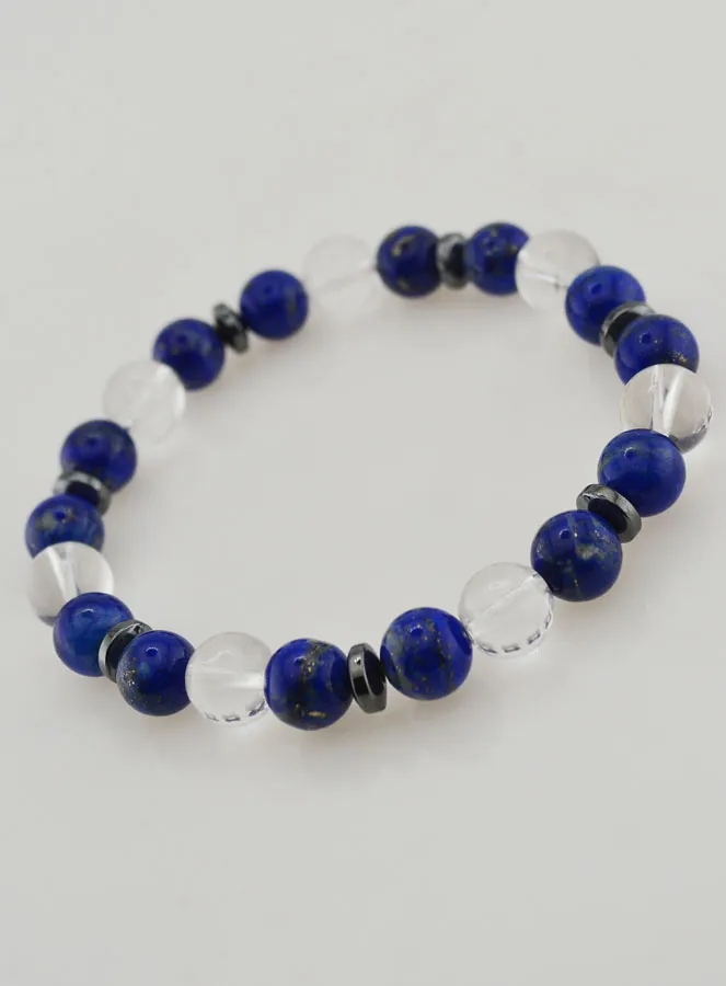 Armband met Bergkristal en Lapis Lazuli AA - 8mm (pic 4)