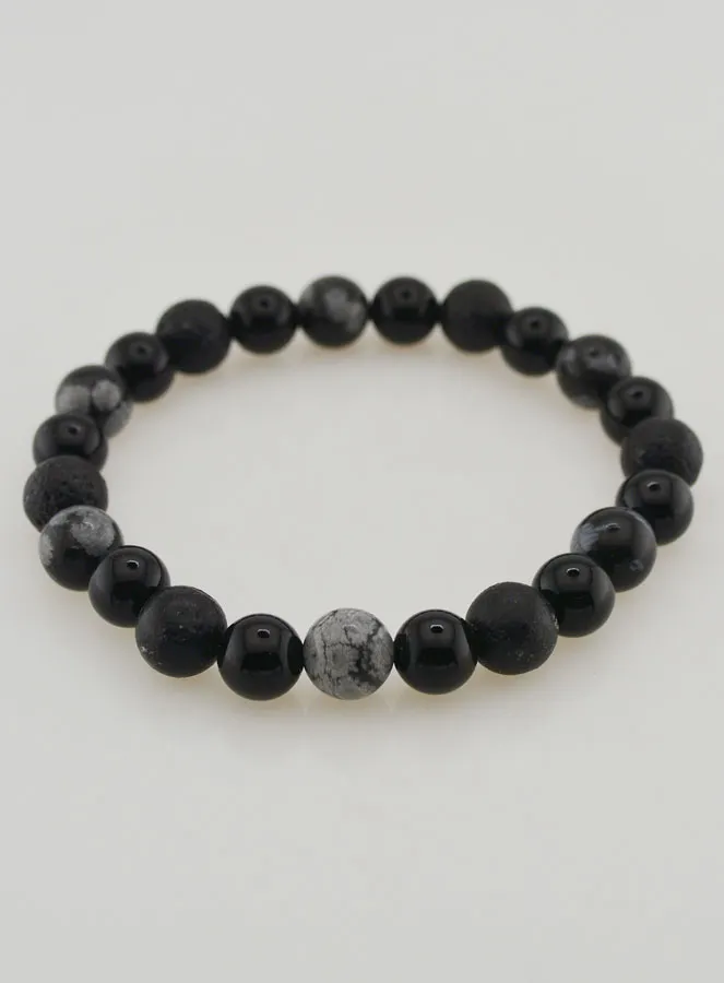Armband van Obsidiaan, Zwarte Onyx en Lavasteen (pic 2)