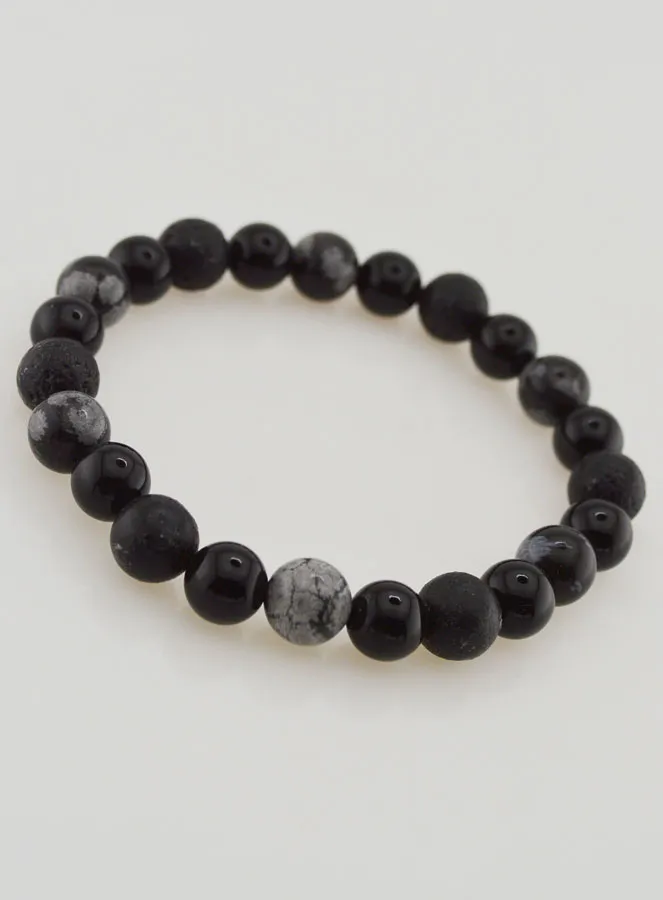 Armband van Obsidiaan, Zwarte Onyx en Lavasteen (pic 3)