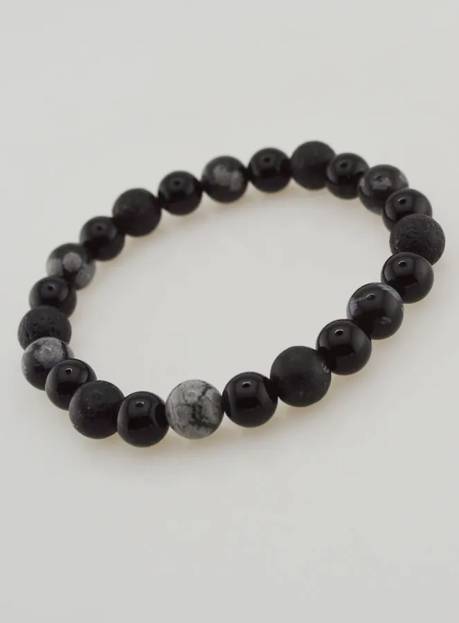 Armband van Obsidiaan, Zwarte Onyx en Lavasteen (pic 4)
