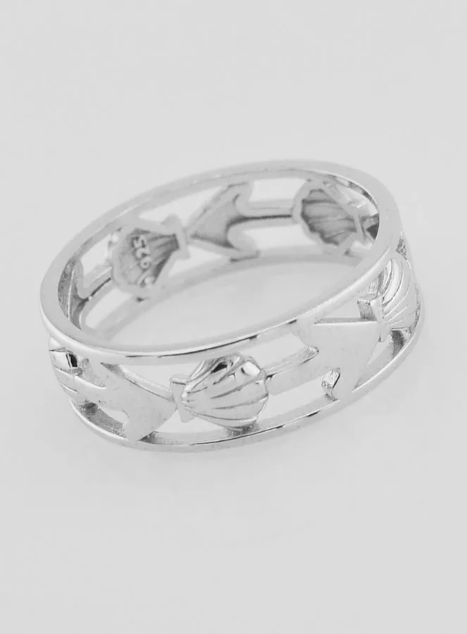 Opengewerkte Zilveren Ring Schelp en Anker - Maat 62 (pic 3)