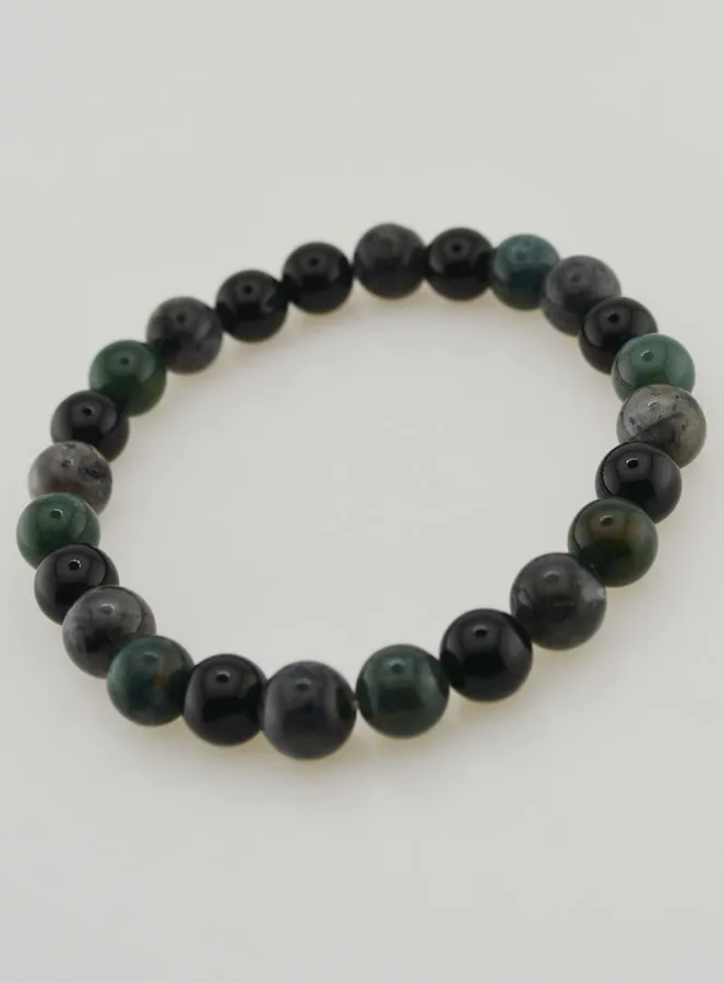 Armband met Mosagaat, Larvikiet, Zwarte Onyx - 8mm (pic 4)