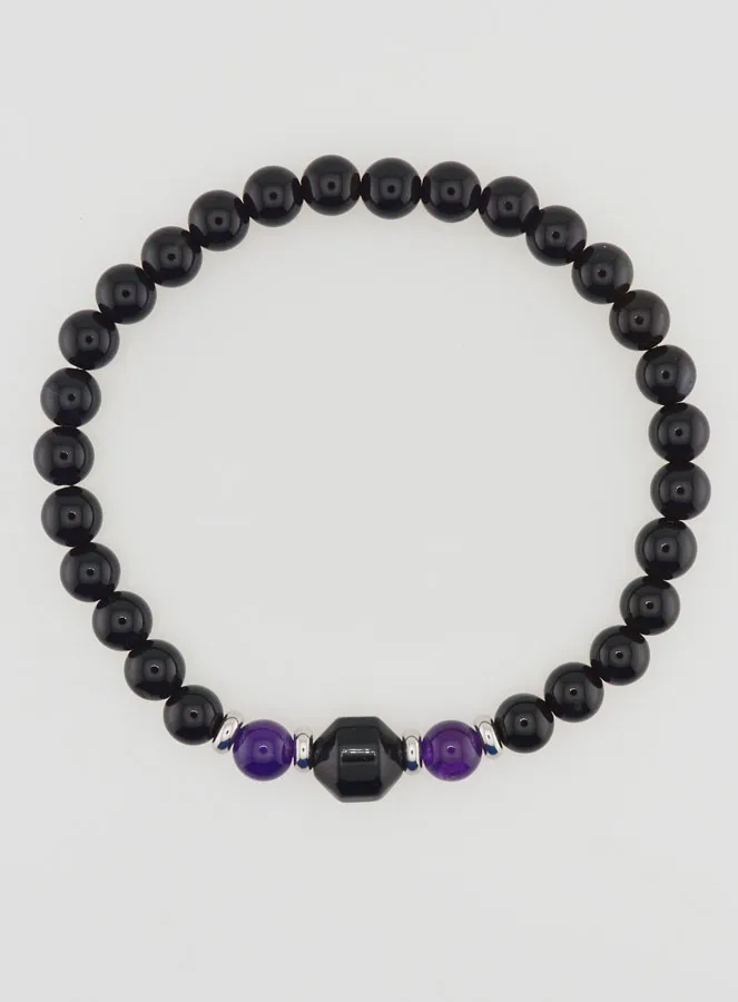 Armband van Amethist en Zwarte Onyx - 6mm (pic 1)