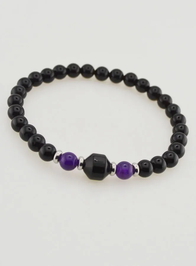 Armband van Amethist en Zwarte Onyx - 6mm (pic 3)