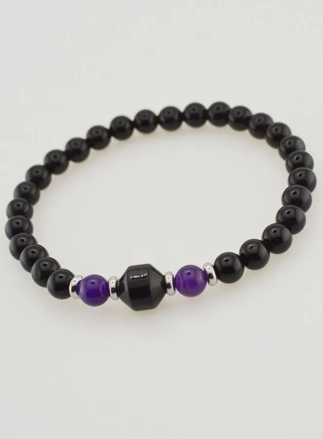 Armband van Amethist en Zwarte Onyx - 6mm (pic 4)