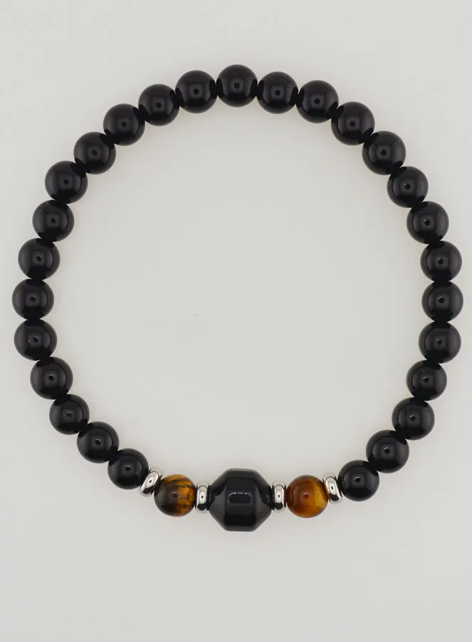 Armband met Tijgeroog en Zwarte Onyx - 6mm (pic 1)