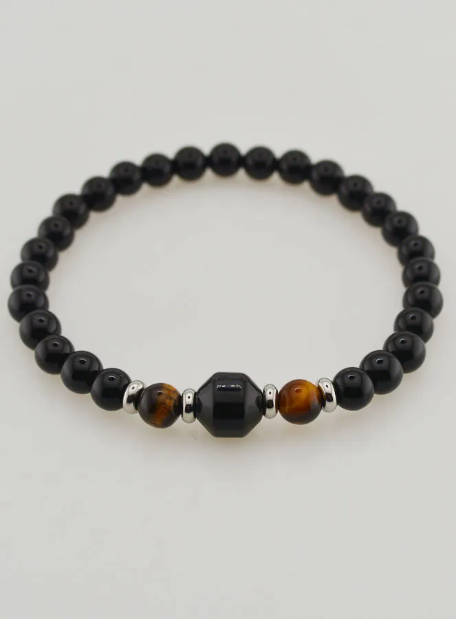 Armband met Tijgeroog en Zwarte Onyx - 6mm (pic 2)