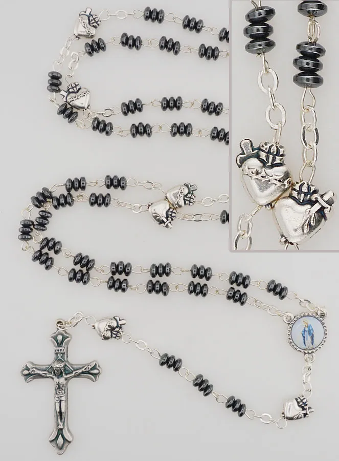 Rozenkrans Maria Wonderdadige en Ex Voto - Hematiet (pic 1)