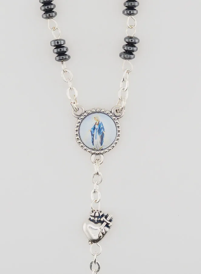 Rozenkrans Maria Wonderdadige en Ex Voto - Hematiet (pic 4)