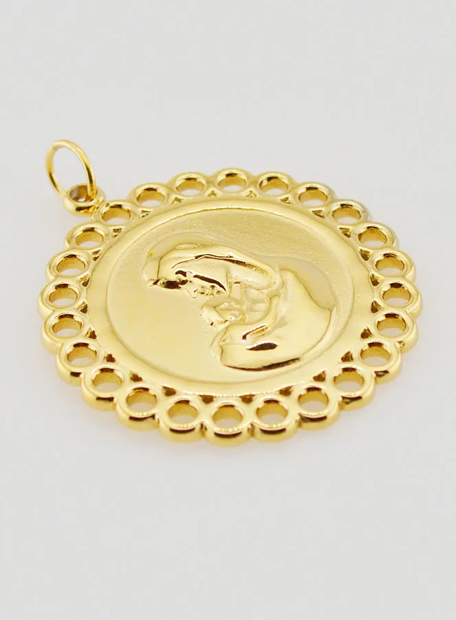 Hanger Maria en Kind Goudkleurig Roestvrij Staal - 25mm (pic 3)