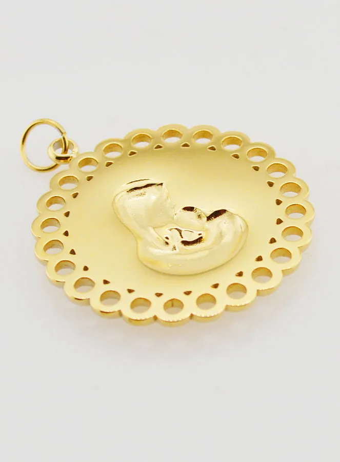 Hanger Maria en Kind Goudkleurig Roestvrij Staal - 25mm (pic 4)