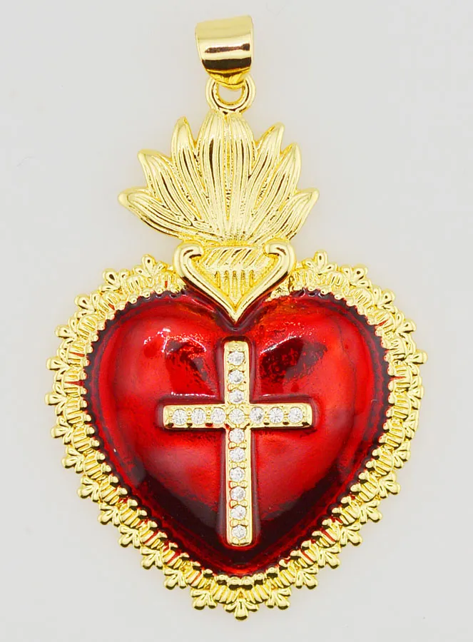 Ex-Voto Hanger Rood en Goud - 40mm (pic 1)