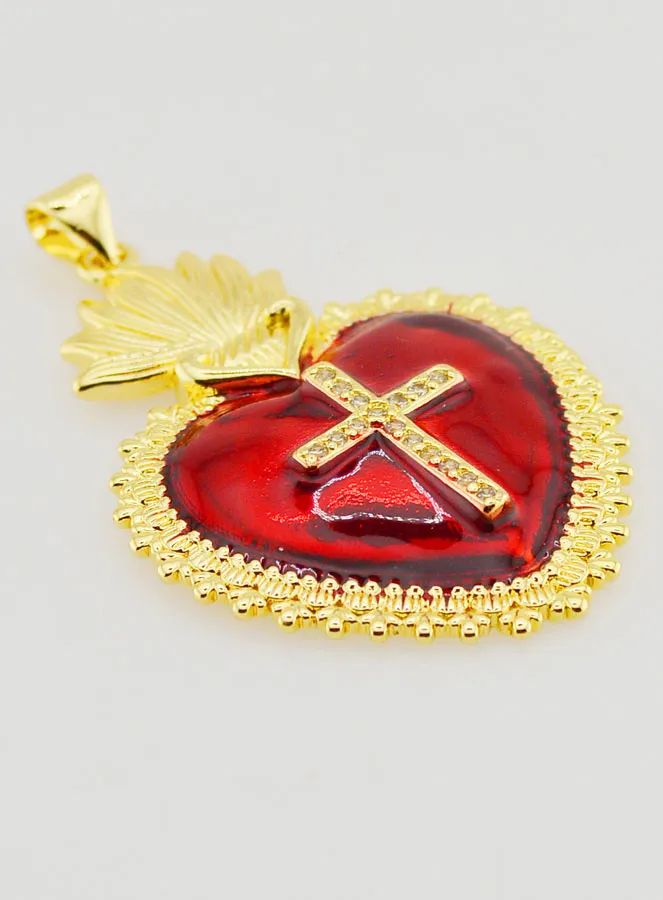 Ex-Voto Hanger Rood en Goud - 40mm (pic 3)