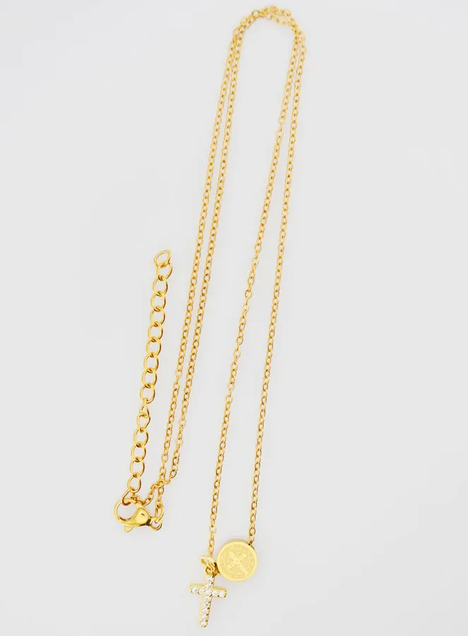 Halsketting voor Bescherming Heilige Benedictus Medaille en Kruis (pic 2)