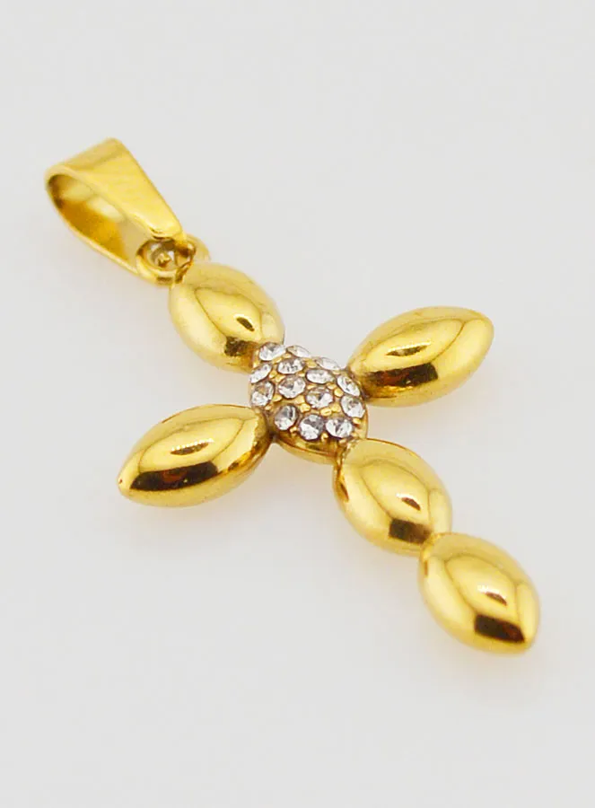 Kruis Hanger van Goudkleurig Roestvrij Staal en Zirkonia - 25mm (pic 3)