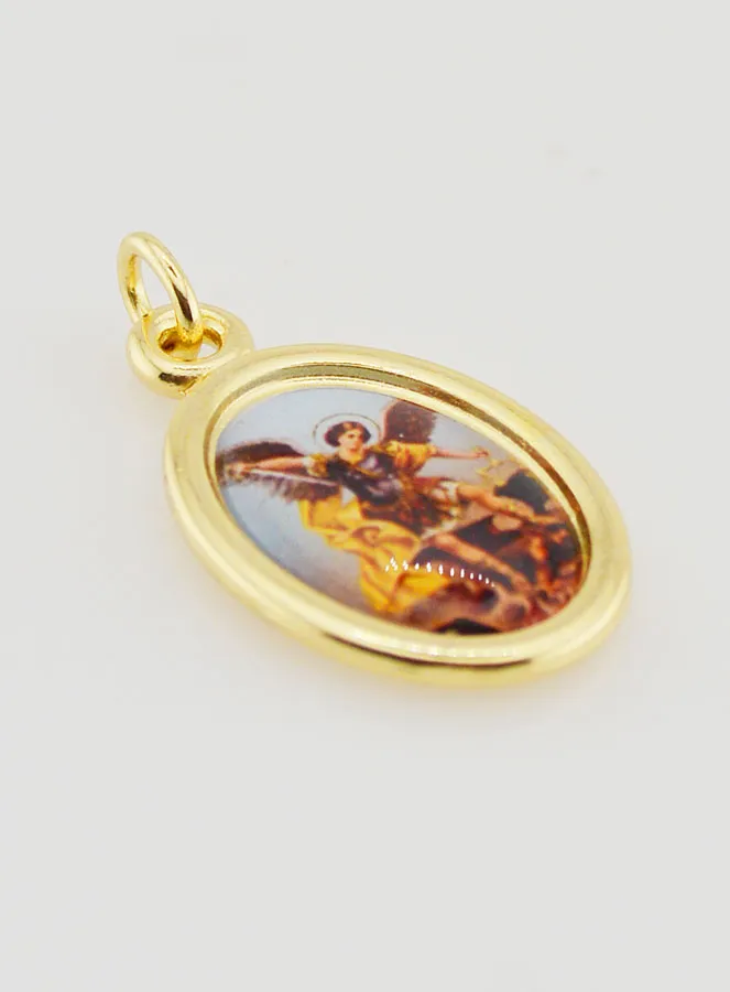 Goudkleurige Hanger van Sint Michaël de Aartsengel - 25mm (pic 3)