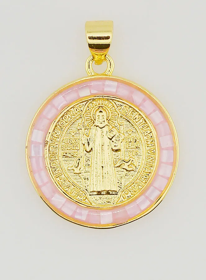 Sint Benedictus Medaille - Roze Rand (pic 1)