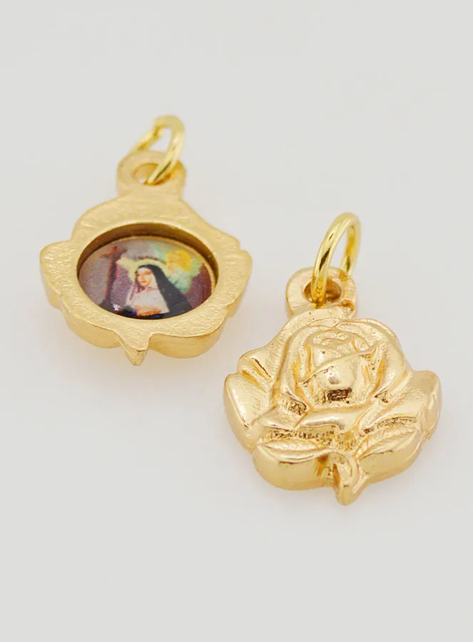 Roos Hanger 14mm Goudkleurig - Heilige Rita (pic 2)