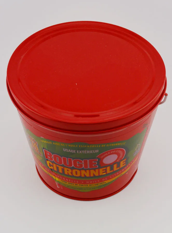 Citroengras Kaars in Metalen Pot - Rood (pic 2)