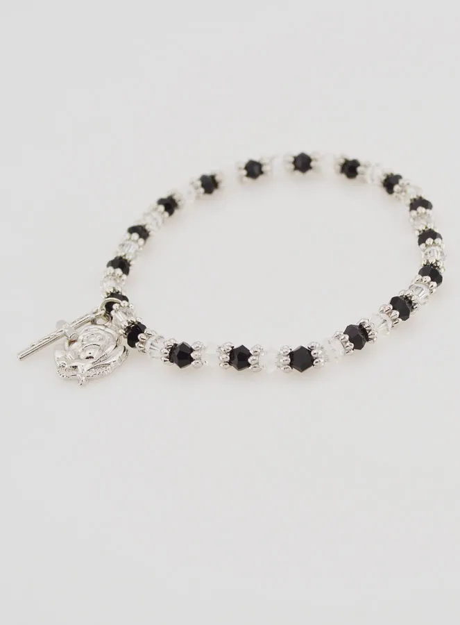 Religieuze Armband Zwarte en Doorzichtige Kralen (pic 4)