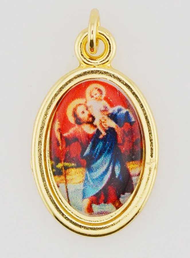 Goudkleurige Hanger Sint Christoffel - 25mm (pic 1)