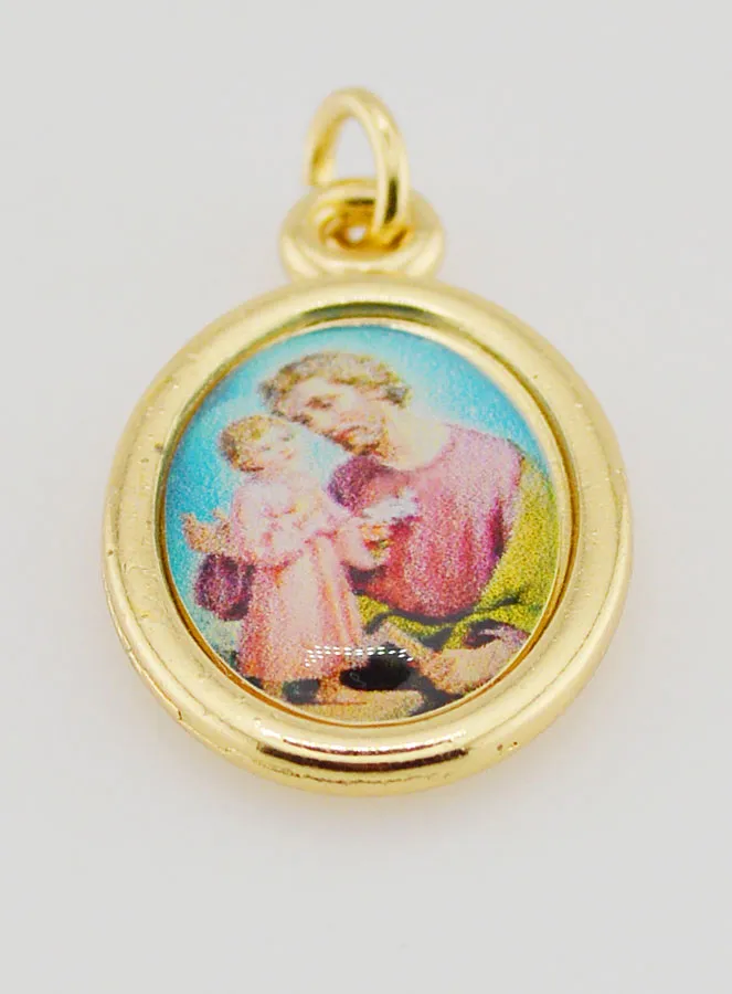 Goudkleurig Medaillon Sint Jozef - 25mm (pic 2)