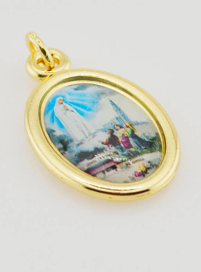 Goudkleurige Hanger Onze-Lieve-Vrouw van Fatima - 25mm (pic 3)
