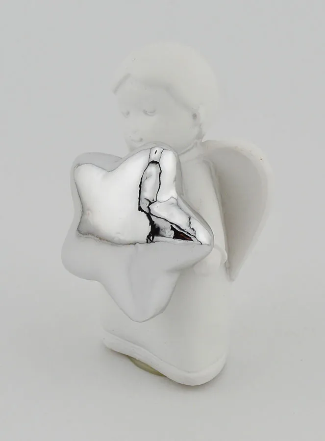 Engel met Zilverkleurige Ster - 6cm (pic 2)