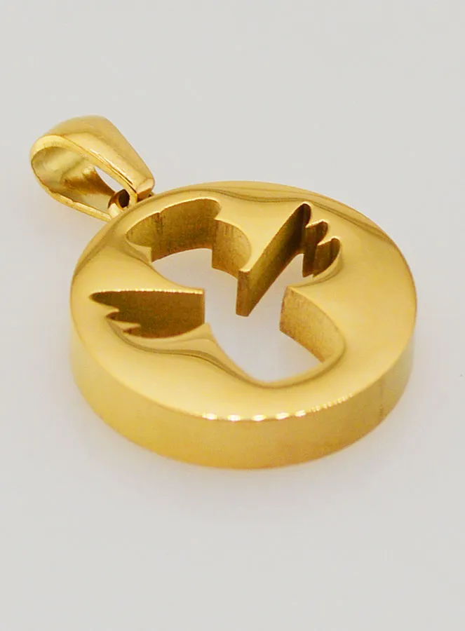 Opengewerkte Hanger Beschermengel van Goudkleurig Roestvrij Staal - 18mm (pic 3)