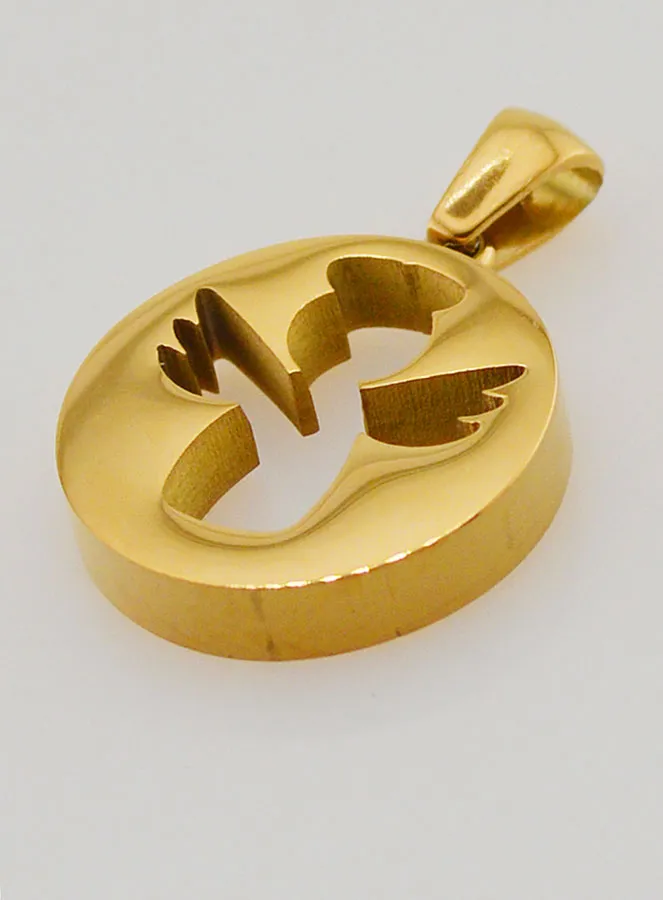 Opengewerkte Hanger Beschermengel van Goudkleurig Roestvrij Staal - 18mm (pic 4)