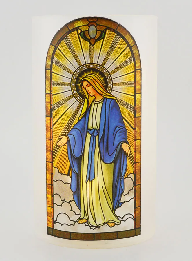 LED Windlicht - Maria Wonderdadige met Gebed (pic 1)