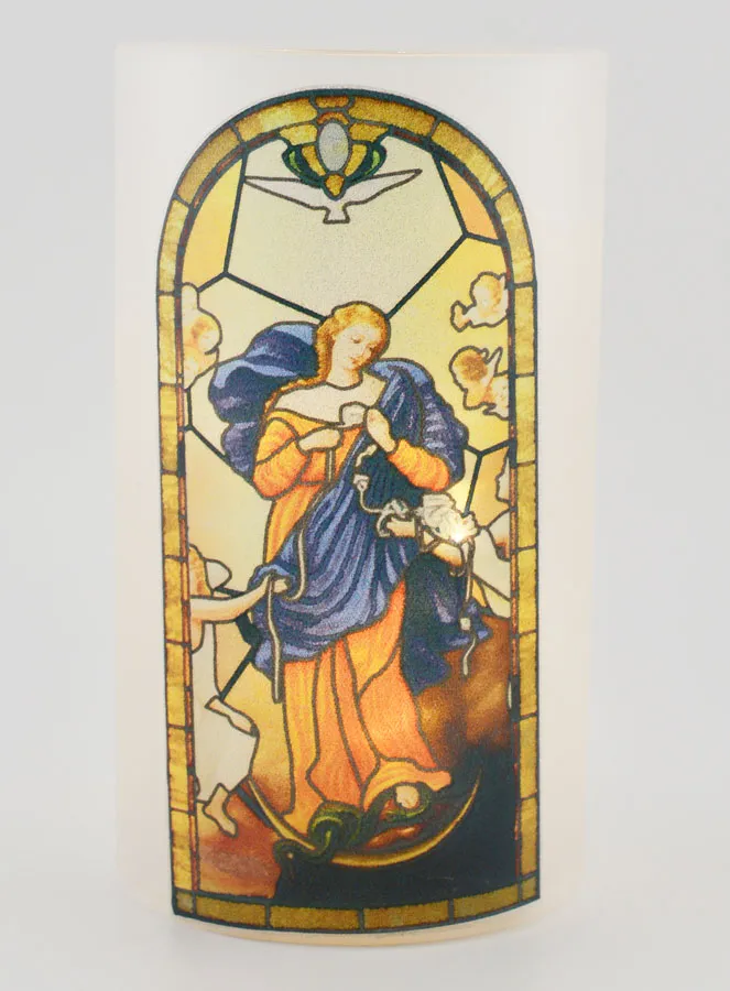LED Windlicht - Maria die de Knopen Ontwart met Gebed (pic 1)