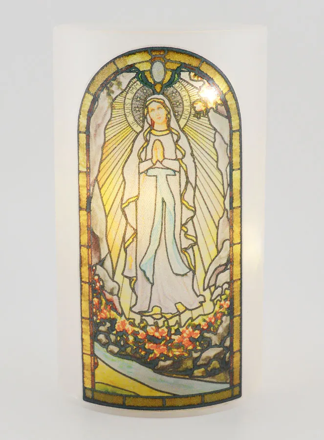 LED Windlicht  - Maria van Lourdes en Gebed (pic 1)