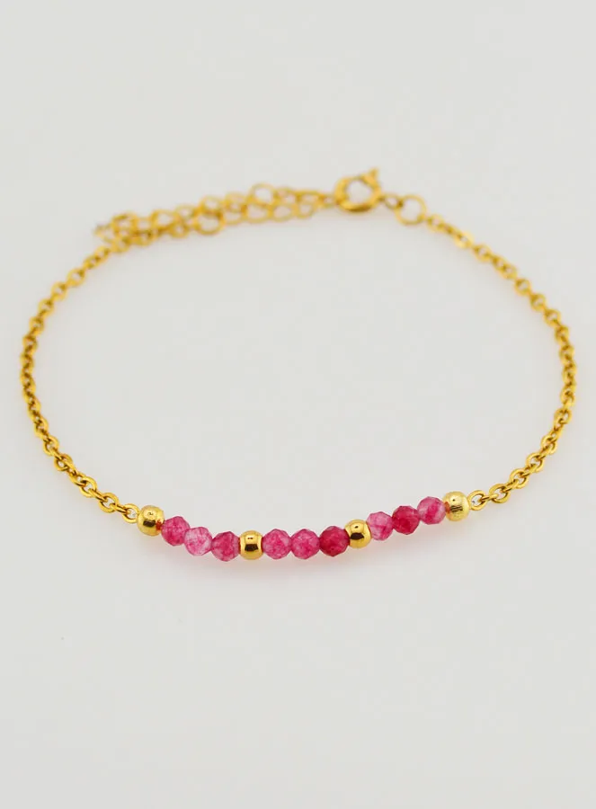 Armband van Roestvrij Staal met Roze Calcedoon (pic 2)