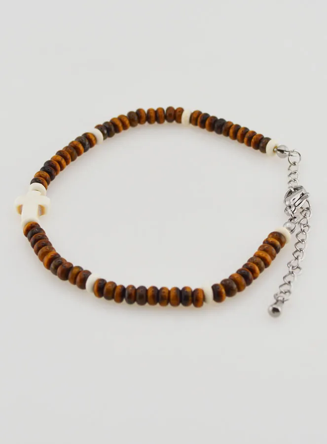 Armband met Kruis en Bruine Stenen (pic 2)