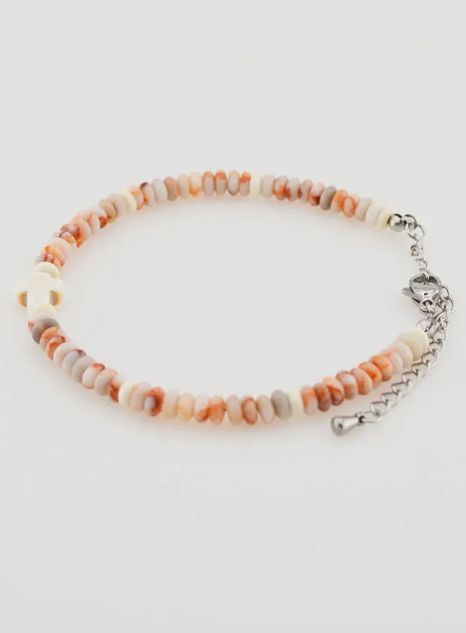 Armband Kruis en Roze Granietstenen (pic 2)