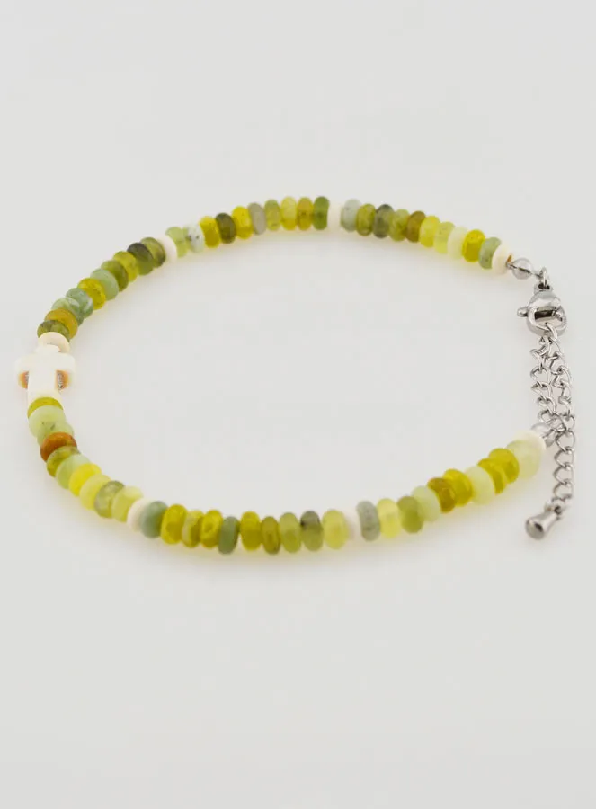 Armband met Kruis en Groene Stenen (pic 2)