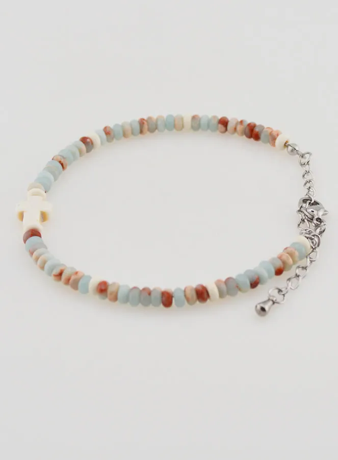 Armband met Kruis en Stenen in Pastel Kleuren (pic 2)