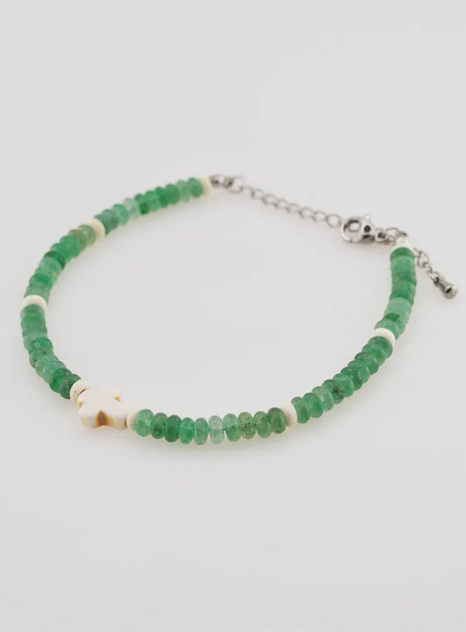 Armband met Kruis en Groene Glazen Stenen (pic 3)