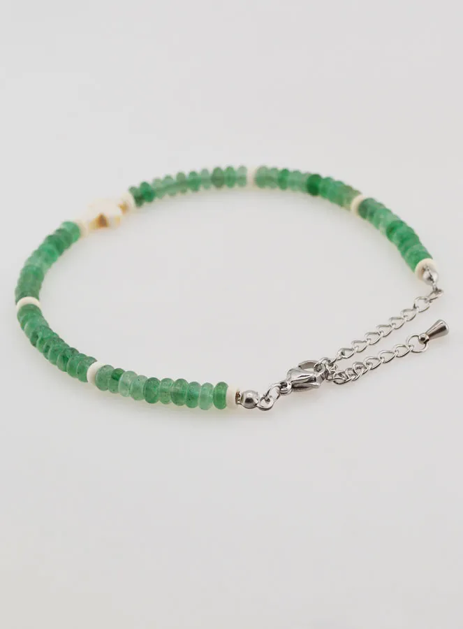 Armband met Kruis en Groene Glazen Stenen (pic 4)