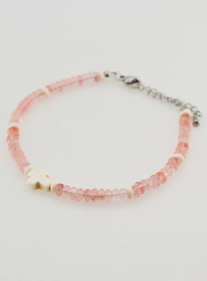 Armband met Kruis en Roze Glazen Stenen (pic 3)