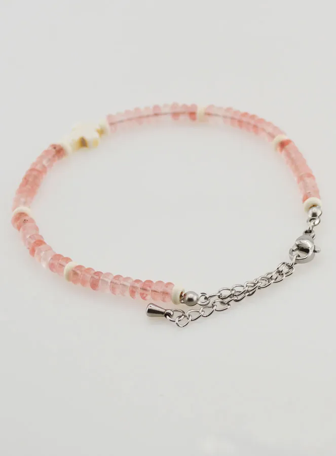 Armband met Kruis en Roze Glazen Stenen (pic 4)