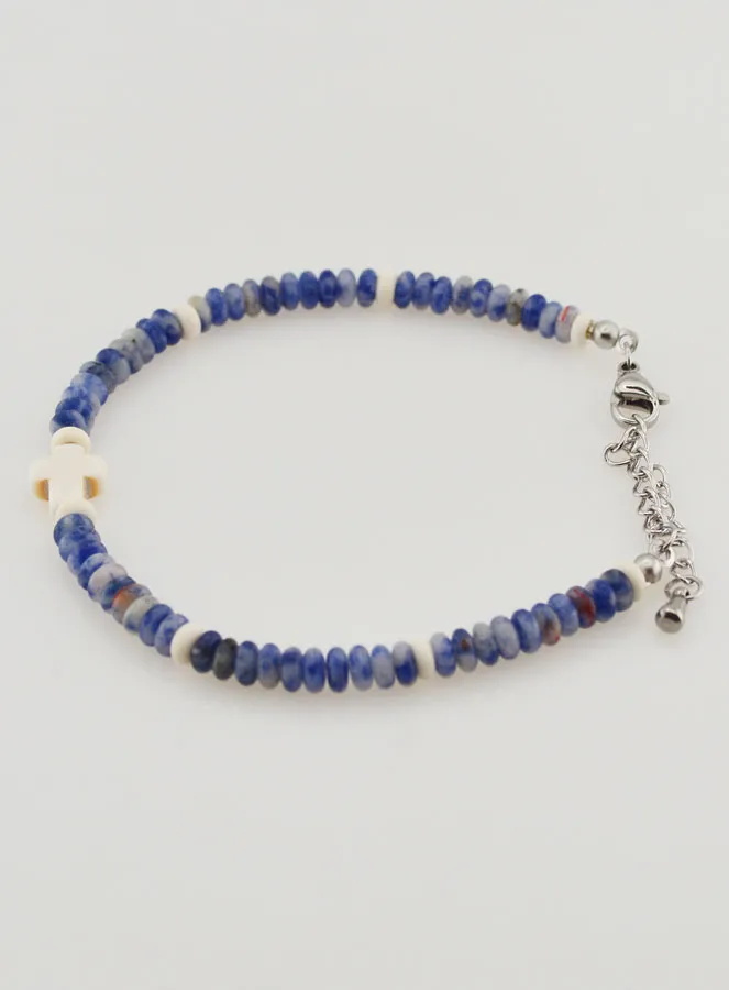 Armband met Kruis en Blauwe Stenen (pic 2)